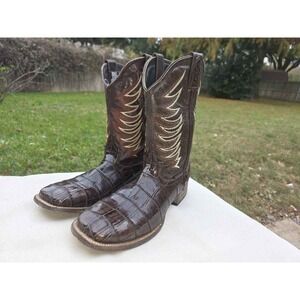 Men's El Ranchero Boots Square Toe Alligator Crocodile Embossed Leather Western